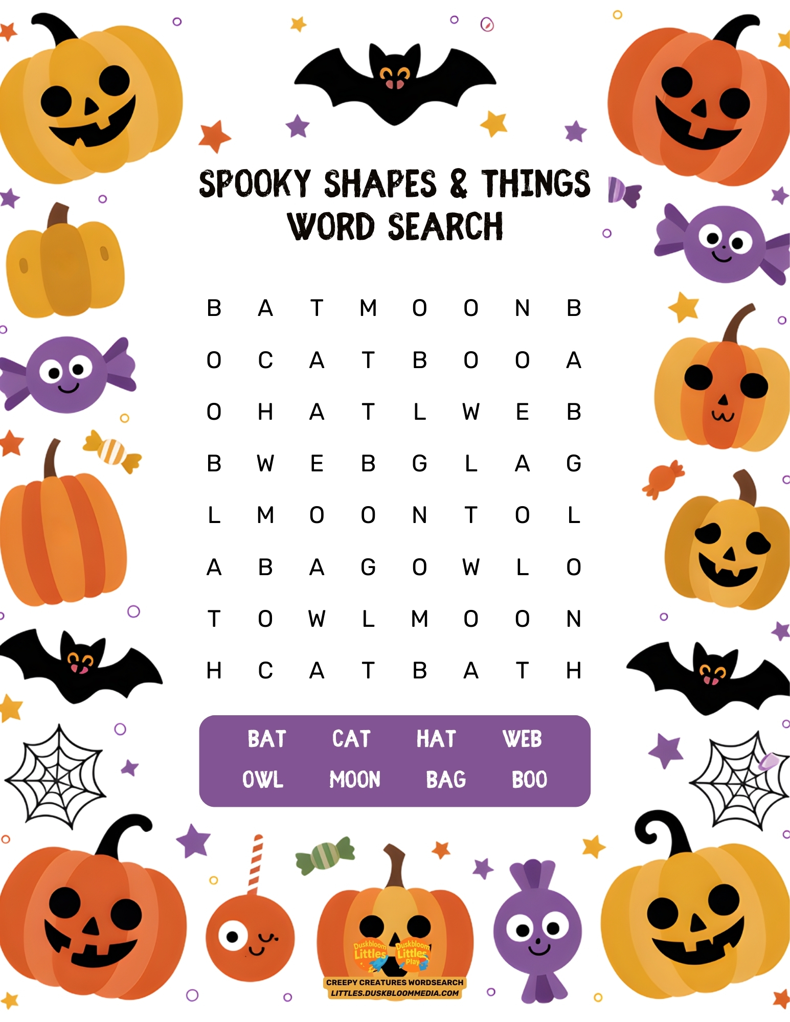 Spooky Shapes & Things Halloween Wordsearch